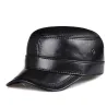 Flat baseballcaps - med øreklaffer - ekte skinn