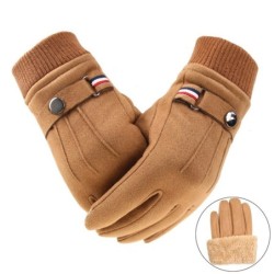 Varme vinterhansker i semsket skinn - med fleece - berøringsskjermfunksjon - unisex