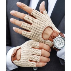 Luxurious sheepskin gloves - knitted - half fingers designGloves