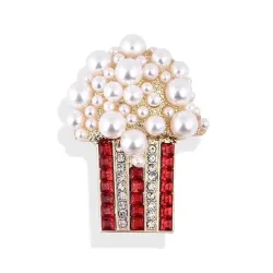 Pearl popcorn shaped brooch - with rhinestonesBrooches