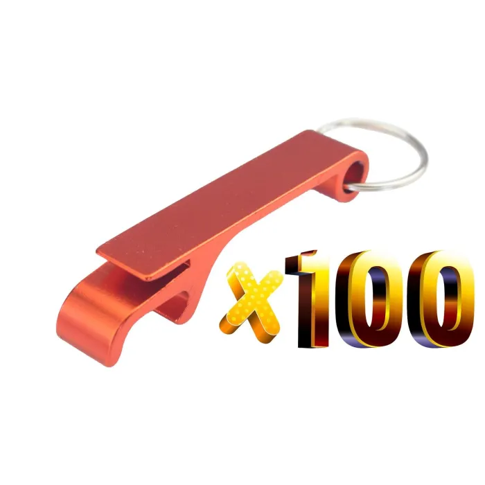 Aluminium can / bottle opener - with keyring - free customized engraving - 100 piecesBar supply