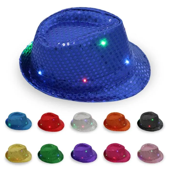 Retro disco lue - LED - glødende - med paljetter / glitter