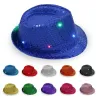 Retro disco lue - LED - glødende - med paljetter / glitter