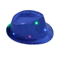 Retro disco lue - LED - glødende - med paljetter / glitter