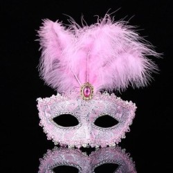 Sexy venetiansk øyemaske - fjær / blonder / krystall - Halloween / maskerade