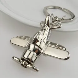 Combat airplane - silver - keychainKeyrings