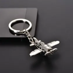 Combat airplane - silver - keychainKeyrings