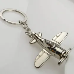 Combat airplane - silver - keychainKeyrings