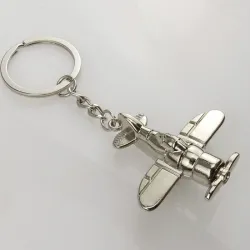 Combat airplane - silver - keychainKeyrings