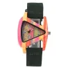 Trendy wooden watch - colorful triangle shaped - leather strapWatches