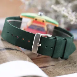 Trendy wooden watch - colorful triangle shaped - leather strapWatches