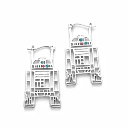 Trendy silver earrings - with crystals - geometric styleEarrings