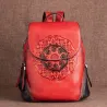 Women's retro backpack - floral embossing - genuine leather - large capacityBackpacks