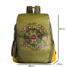 Women's retro backpack - floral embossing - genuine leather - large capacityBackpacks