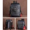 Women's retro backpack - floral embossing - genuine leather - large capacityBackpacks