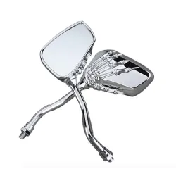 Motorcycle mirrors with skeleton hand - chrome - silverMirrors
