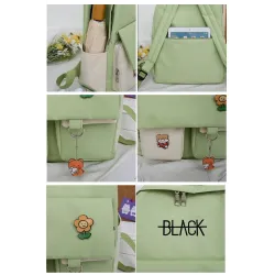 Large capacity backpack - handbag - shoulder bag - pencil case - letters print - 4 pieces setSets