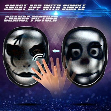 Ansiktsskiftende maske - fullfarge LED - smart APP-kontroll - glødende - Halloween - festivaler