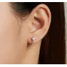 Stud earrings with a pink crystal heart - 925 sterling silverEarrings
