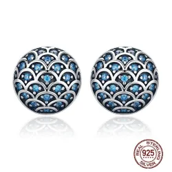 Elegante runde øredobber - Legend Of The Sea - zirconia - 925 sterling sølv