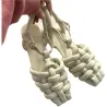 Fashionable flat sandals - with a strap - braided patternSandals