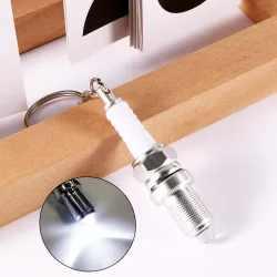 Spark plug keychain with LEDKeyrings