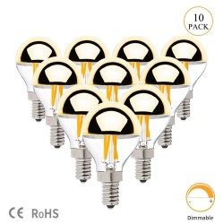LED-pære - G45 gull speilboble - dimbar - varmhvit - 4W - E12 - E14 - 10 stk.