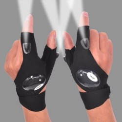 Fingerless gloves - with LED flashlight - waterproof - camping - hiking - survival toolTorches