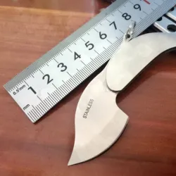 Minilommekniv - sammenleggbar - med nøkkelring - rustfritt stål - bladform