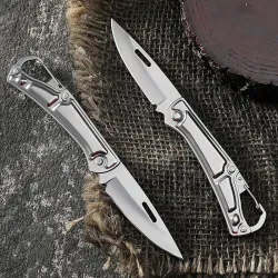Mini foldable knife - with carabiner - stainless steelKnives & Multitools
