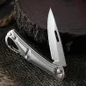 Mini sammenleggbar kniv - med karabinkrok - rustfritt stål