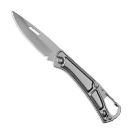 Mini sammenleggbar kniv - med karabinkrok - rustfritt stål