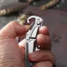 Mini sammenleggbar kniv - med karabinkrok - rustfritt stål