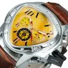 Jaragar - luxurious automatic sports watch - geometric triangle dial - genuine leather strapWatches