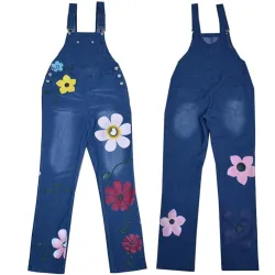 Sommer lang jumpsuit - jeans romper - blomster printet