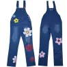 Sommer lang jumpsuit - jeans romper - blomster printet