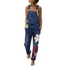 Sommer lang jumpsuit - jeans romper - blomster printet
