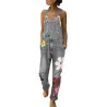 Sommer lang jumpsuit - jeans romper - blomster printet