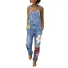 Sommer lang jumpsuit - jeans romper - blomster printet