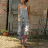 Sommer lang jumpsuit - jeans romper - blomster printet