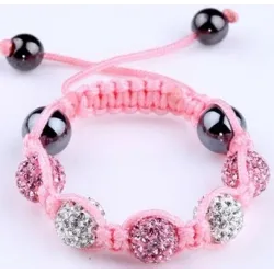 Stilig armbånd med krystall / sorte perler - justerbar - 4 stk