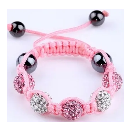 Stilig armbånd med krystall / sorte perler - justerbar - 4 stk