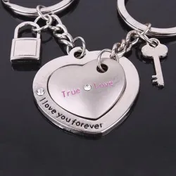 Hjerteformet nøkkelring - Love Heart - True Love - 2 stk