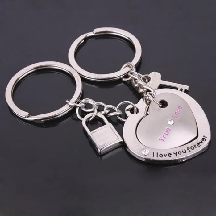 Hjerteformet nøkkelring - Love Heart - True Love - 2 stk