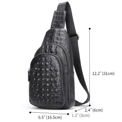 Stylish chest bag - leather backpack - crocodile skin patternBags