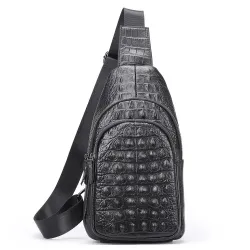 Stylish chest bag - leather backpack - crocodile skin patternBags