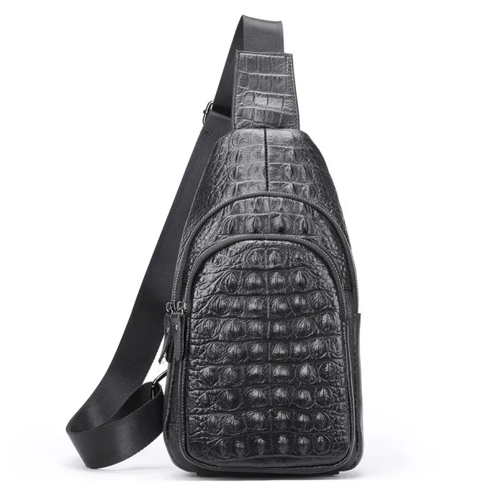Stylish chest bag - leather backpack - crocodile skin patternBags