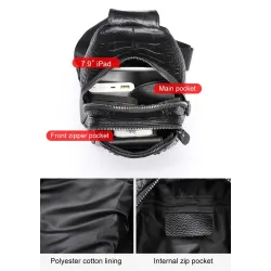 Stylish chest bag - leather backpack - crocodile skin patternBags