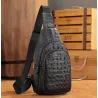 Stylish chest bag - leather backpack - crocodile skin patternBags