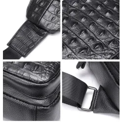 Stylish chest bag - leather backpack - crocodile skin patternBags